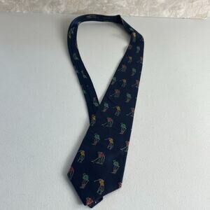 Vintage Polo By Ralph Lauren Men's Tie Golf Golfer Motif 100% Silk Handmade